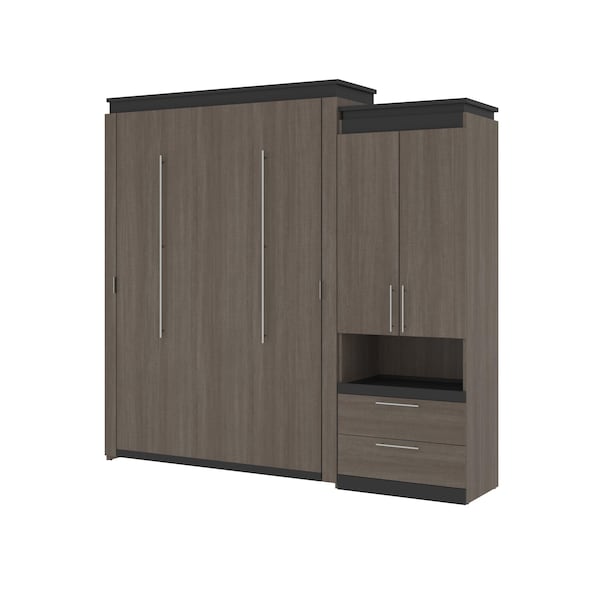 Bestar Orion Queen Murphy Bed and Storage Cabinet with Pull-Out Shelf (95W), Bark Gray & Graphite 116888-000047 - main